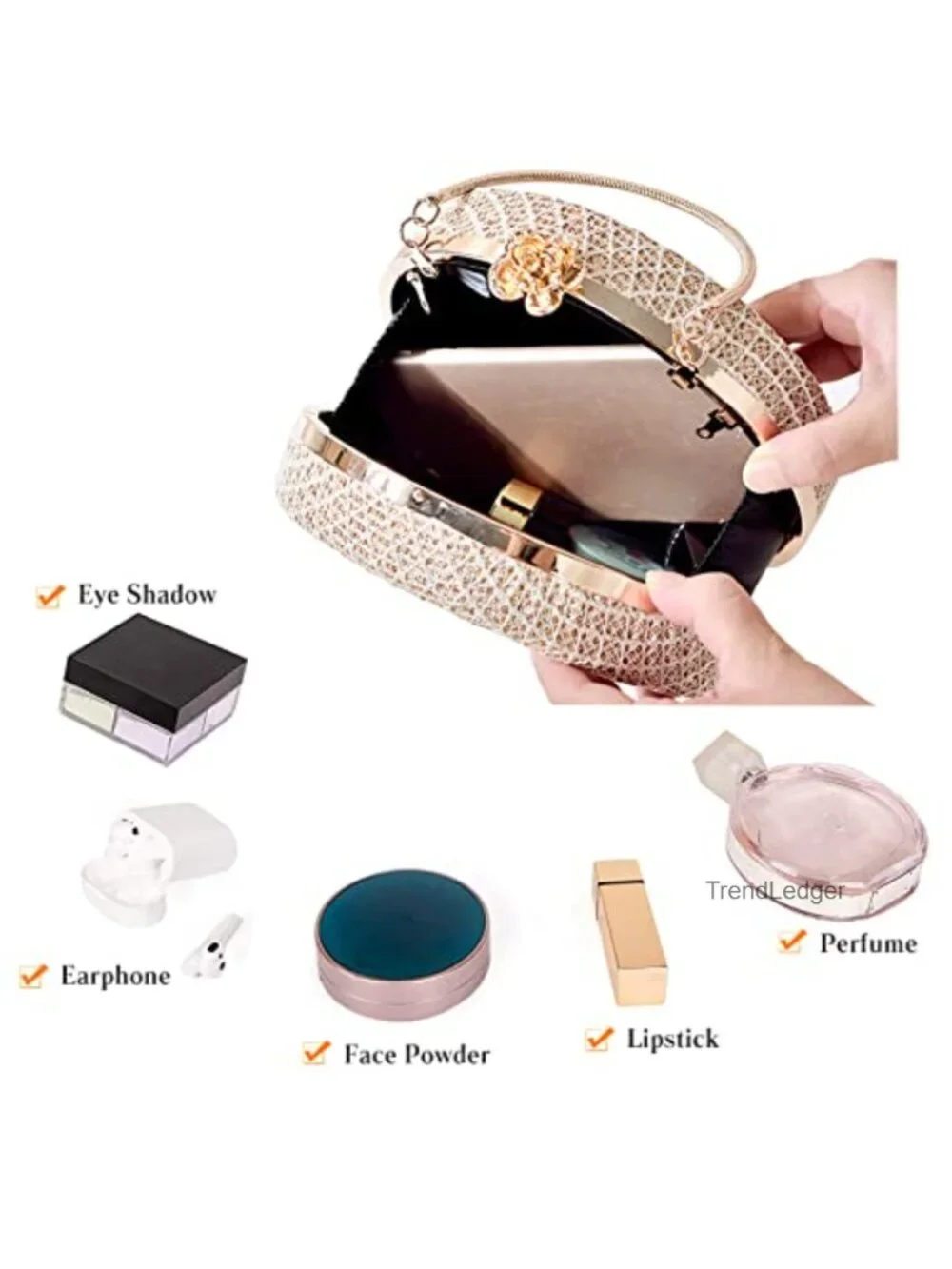 Evening Clutch Purse PU Leather Round Clutch with Chain Crossbody Bag